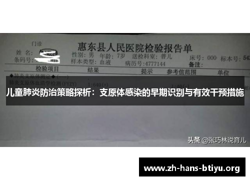 儿童肺炎防治策略探析:支原体感染的早期识别与有效干预措施 儿童肺炎防治策略探析:支原体感染的早期识别与有效干预措施